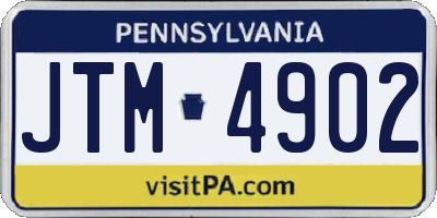 PA license plate JTM4902