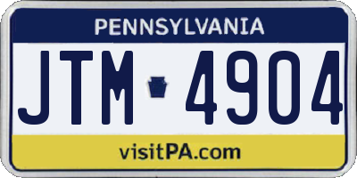PA license plate JTM4904