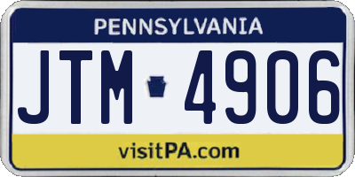 PA license plate JTM4906