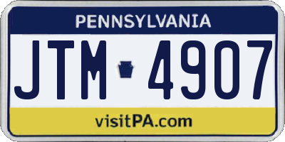 PA license plate JTM4907