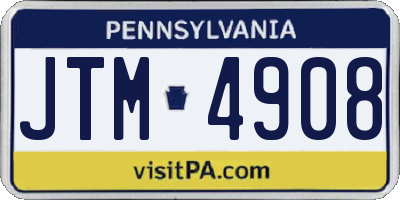 PA license plate JTM4908