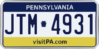 PA license plate JTM4931