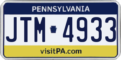 PA license plate JTM4933