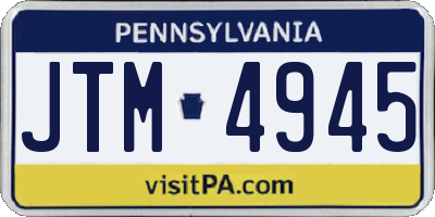 PA license plate JTM4945