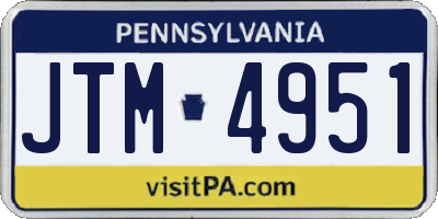 PA license plate JTM4951