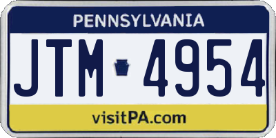 PA license plate JTM4954