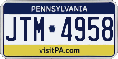 PA license plate JTM4958