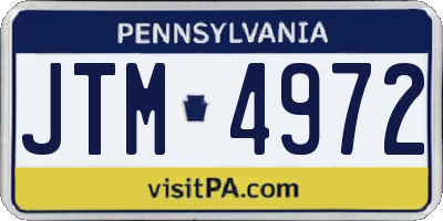PA license plate JTM4972