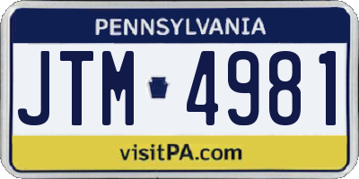 PA license plate JTM4981