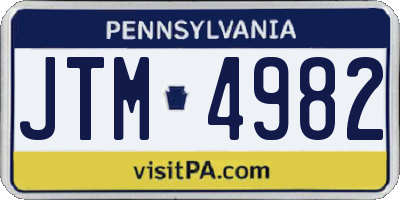 PA license plate JTM4982