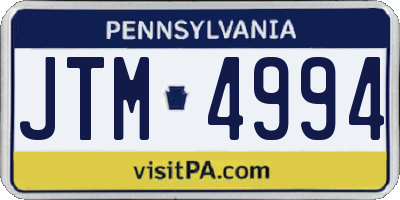 PA license plate JTM4994