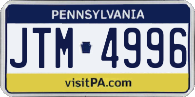 PA license plate JTM4996