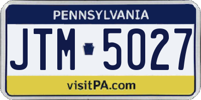 PA license plate JTM5027