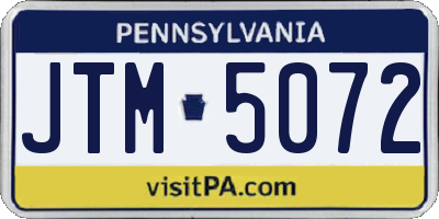 PA license plate JTM5072