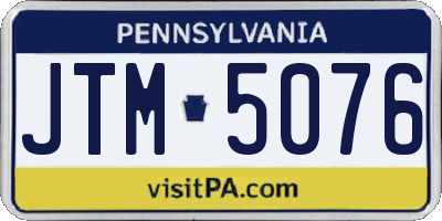 PA license plate JTM5076