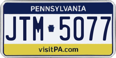 PA license plate JTM5077