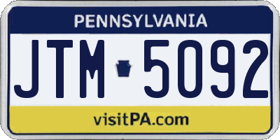 PA license plate JTM5092