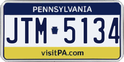PA license plate JTM5134