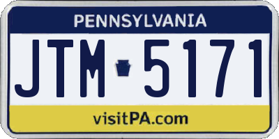 PA license plate JTM5171