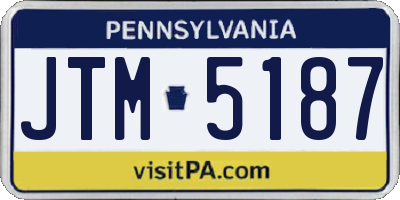 PA license plate JTM5187