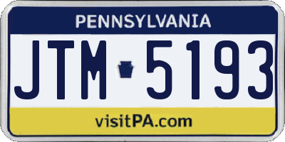 PA license plate JTM5193