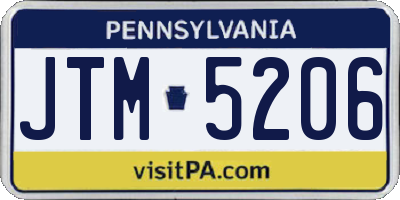 PA license plate JTM5206