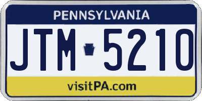PA license plate JTM5210