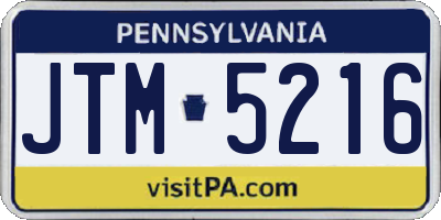 PA license plate JTM5216