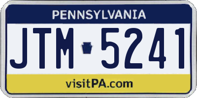 PA license plate JTM5241