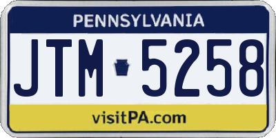 PA license plate JTM5258