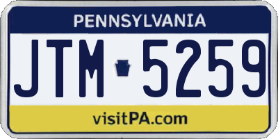 PA license plate JTM5259