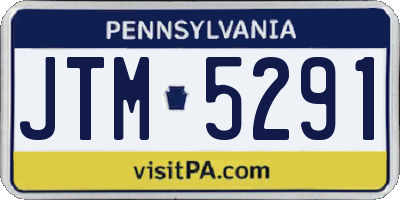 PA license plate JTM5291