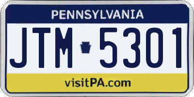PA license plate JTM5301