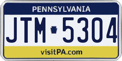 PA license plate JTM5304