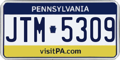 PA license plate JTM5309