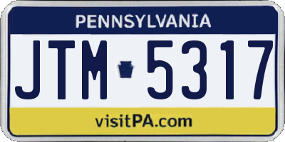 PA license plate JTM5317