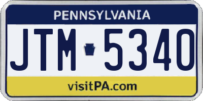 PA license plate JTM5340