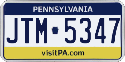 PA license plate JTM5347