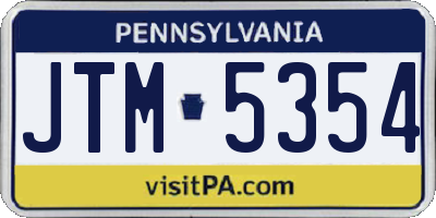 PA license plate JTM5354