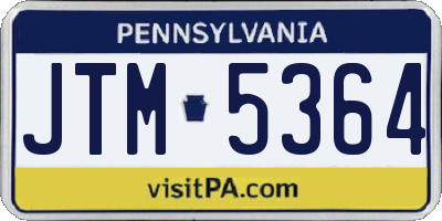 PA license plate JTM5364