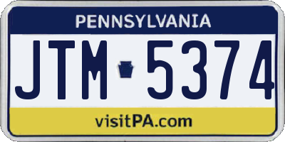PA license plate JTM5374