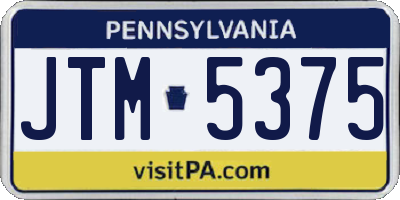 PA license plate JTM5375