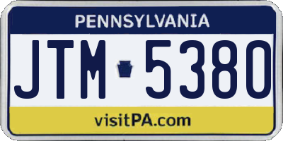 PA license plate JTM5380