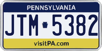 PA license plate JTM5382