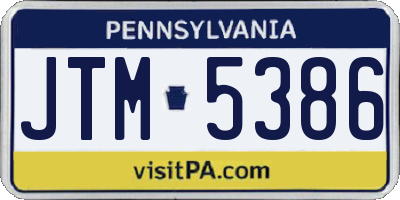 PA license plate JTM5386