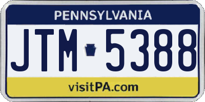 PA license plate JTM5388