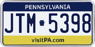 PA license plate JTM5398