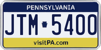 PA license plate JTM5400