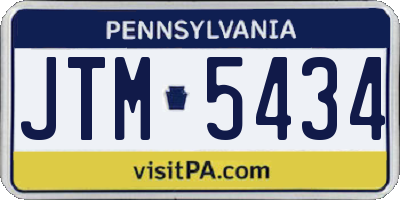 PA license plate JTM5434