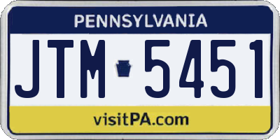 PA license plate JTM5451